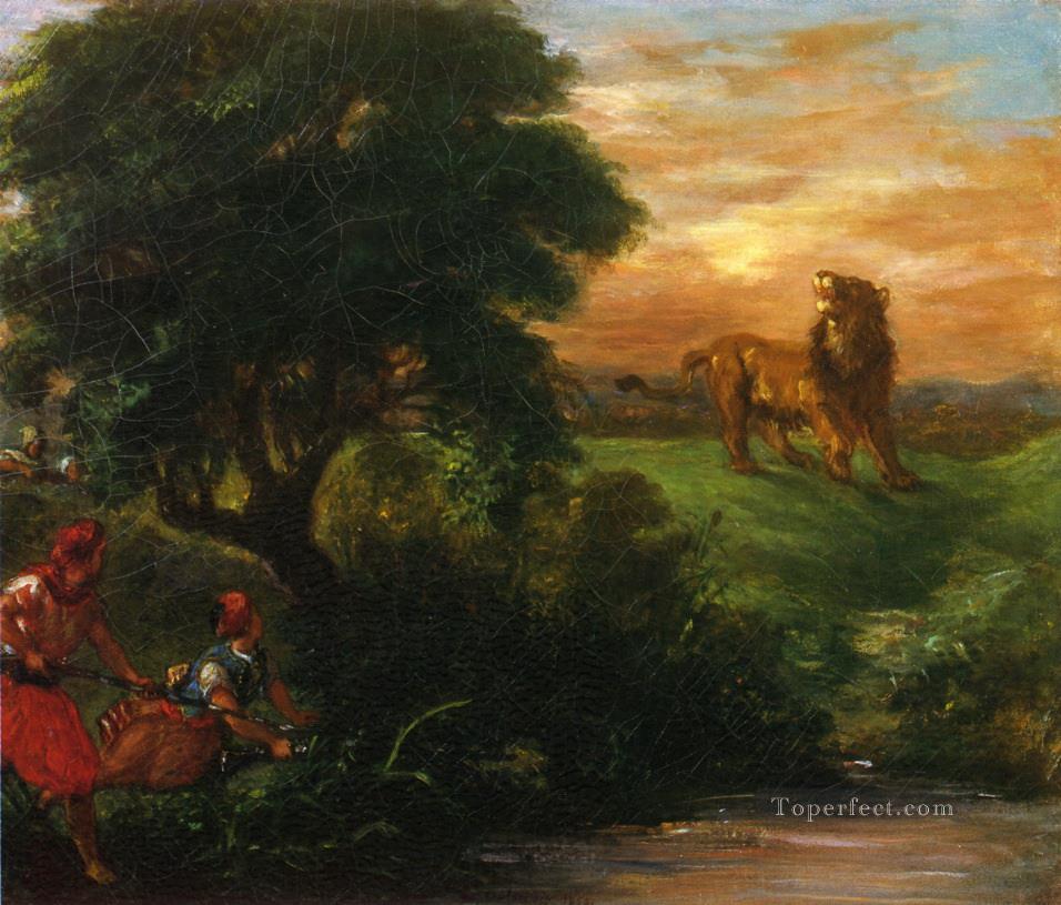 La caza del león 1859 Eugene Delacroix Pintura al óleo